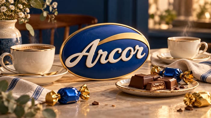 Ilustración editorial de Arcor con golosinas, chocolate y tazas sobre una mesa, en referencia a los momentos compartidos.